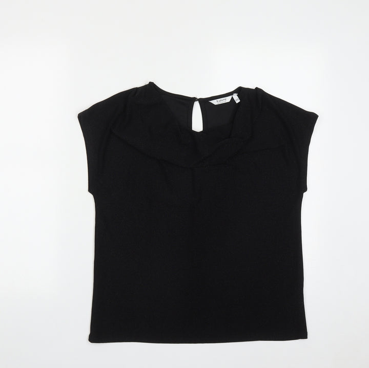b.young Womens Black Polyamide Basic T-Shirt Size S Cowl Neck