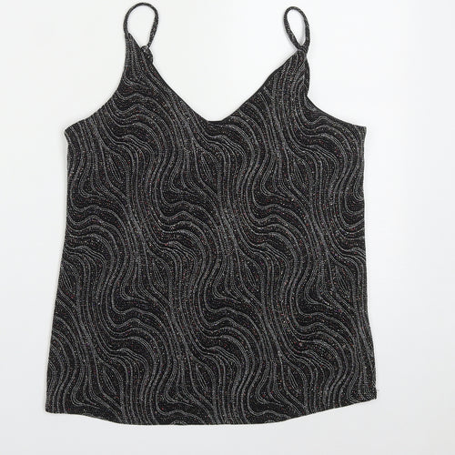 F&F Womens Black  Polyester Basic Tank Size 10 V-Neck