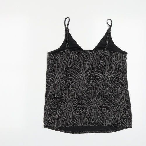 F&F Womens Black  Polyester Basic Tank Size 10 V-Neck