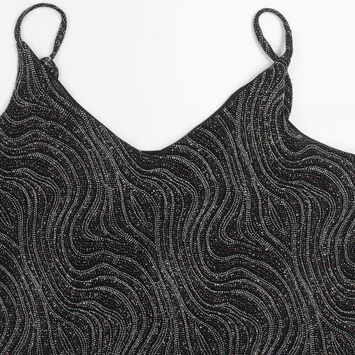 F&F Womens Black  Polyester Basic Tank Size 10 V-Neck