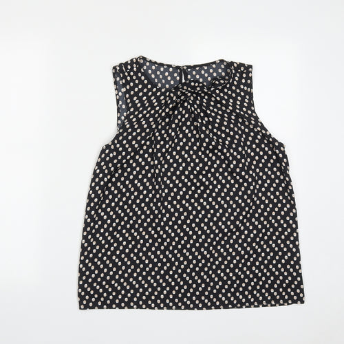 Fifth Avenue Womens Black Geometric Polyester Basic Tank Size 10 Round Neck