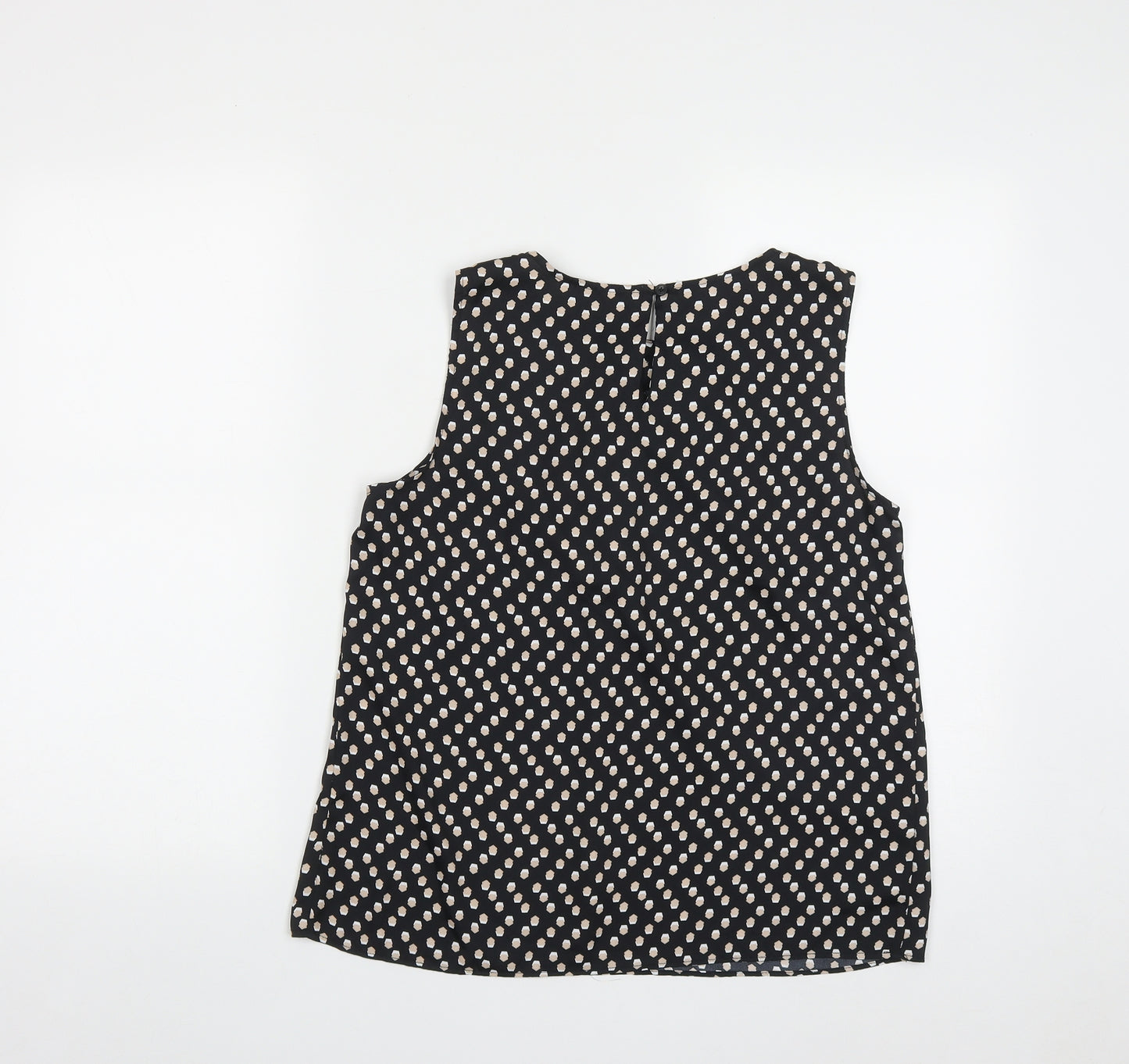 Fifth Avenue Womens Black Geometric Polyester Basic Tank Size 10 Round Neck
