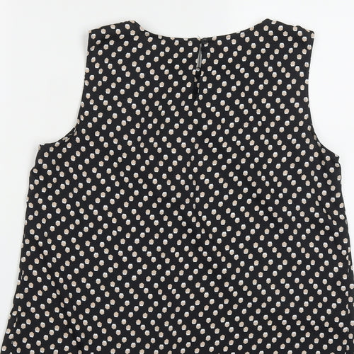 Fifth Avenue Womens Black Geometric Polyester Basic Tank Size 10 Round Neck