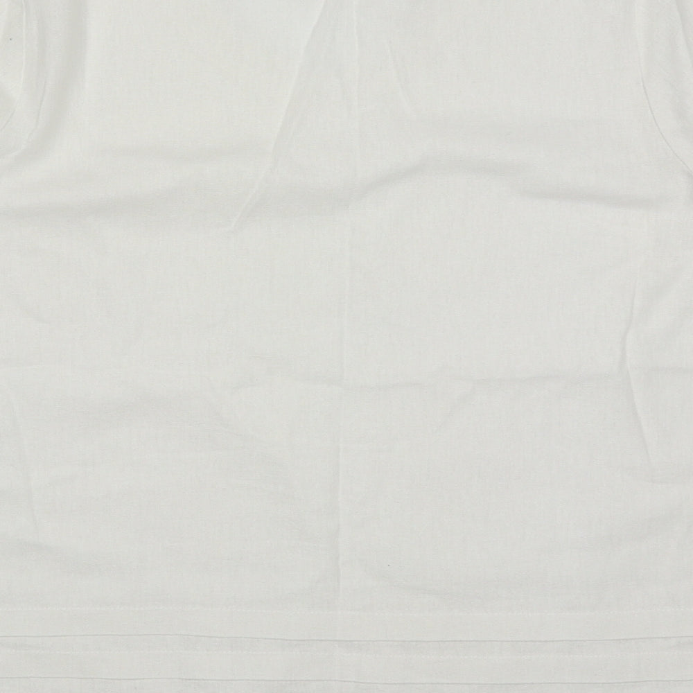 Lily & Me Womens White  Linen Basic T-Shirt Size 8 Round Neck