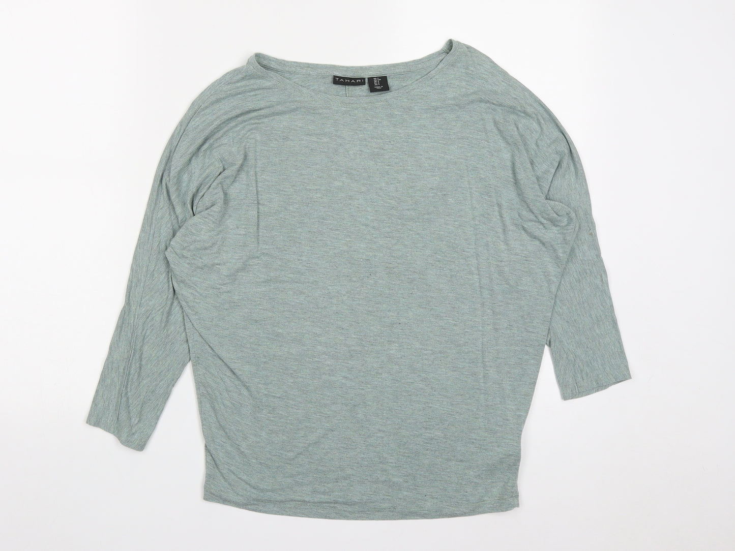 Tahari Womens Green  Modacrylic Basic T-Shirt Size S Round Neck