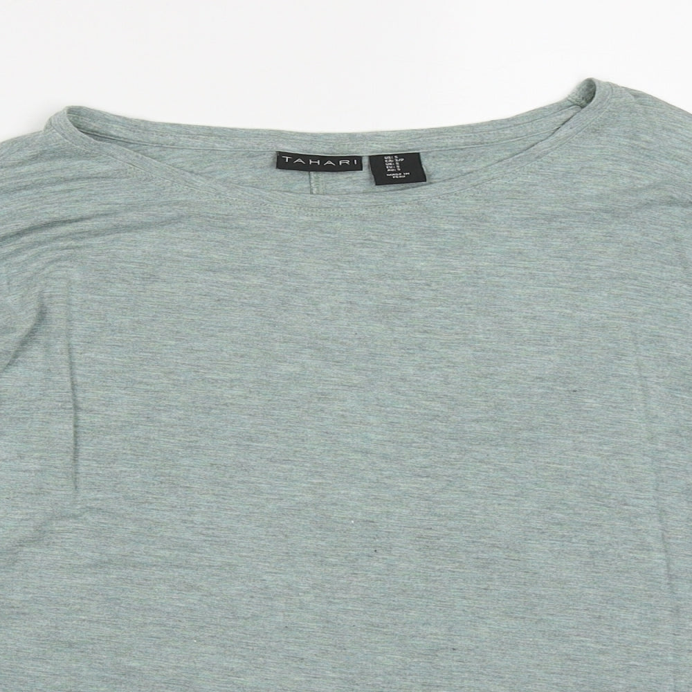 Tahari Womens Green  Modacrylic Basic T-Shirt Size S Round Neck
