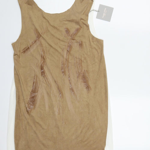Giorgia & Johns Womens Brown  Polyester Basic Tank Size L Round Neck