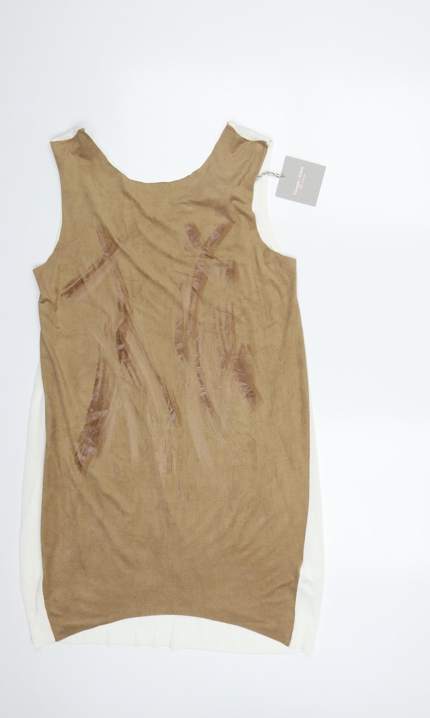 Giorgia & Johns Womens Brown  Polyester Basic Tank Size L Round Neck