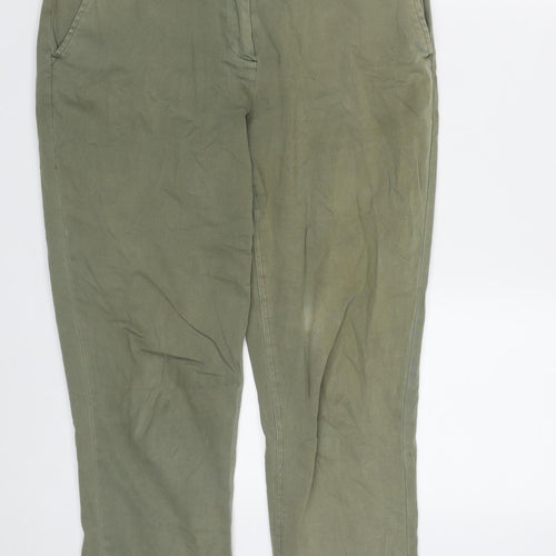 Oasis Womens Green  Cotton Trousers  Size 10 L27 in Regular Zip