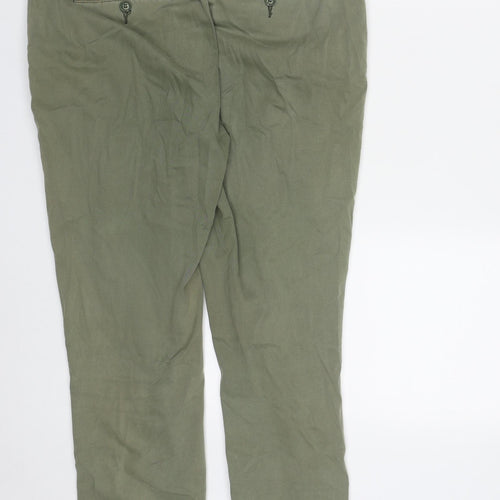 Oasis Womens Green  Cotton Trousers  Size 10 L27 in Regular Zip