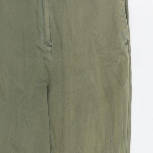Oasis Womens Green  Cotton Trousers  Size 10 L27 in Regular Zip