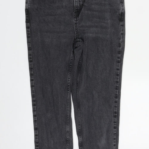 Topshop Womens Black  Cotton Straight Jeans Size 26 in L25 in Regular Zip