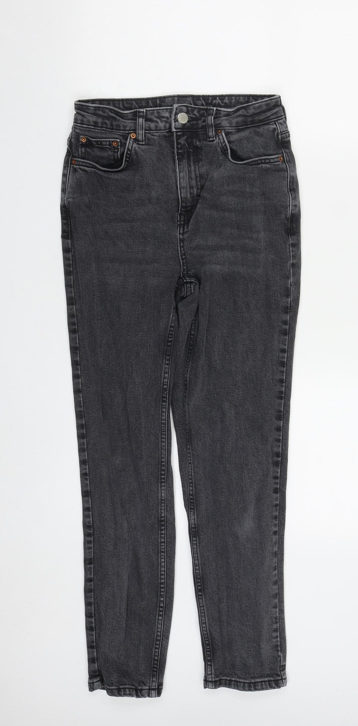 Topshop Womens Black Cotton Straight Jeans Size 26 in L25 in Regular Zip