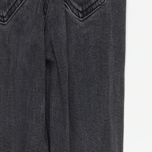Topshop Womens Black  Cotton Straight Jeans Size 26 in L25 in Regular Zip