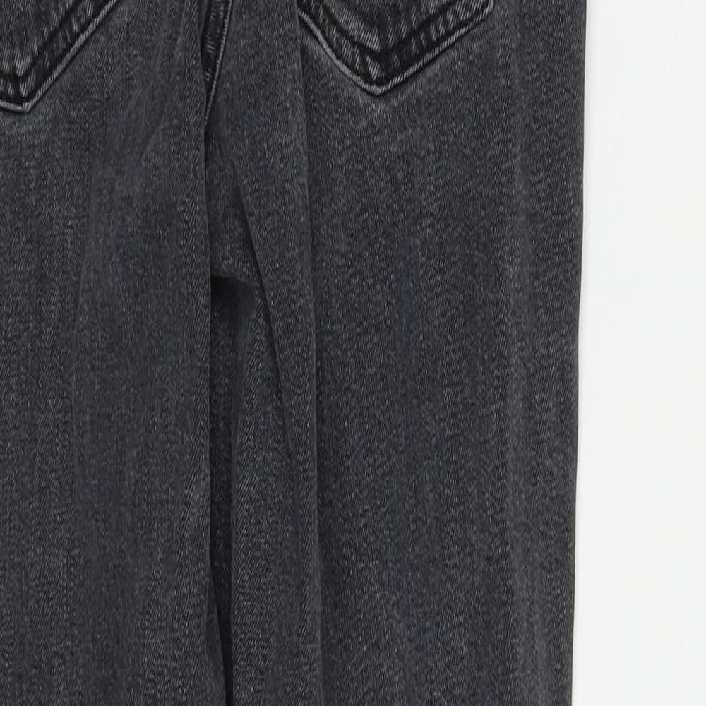 Topshop Womens Black  Cotton Straight Jeans Size 26 in L25 in Regular Zip