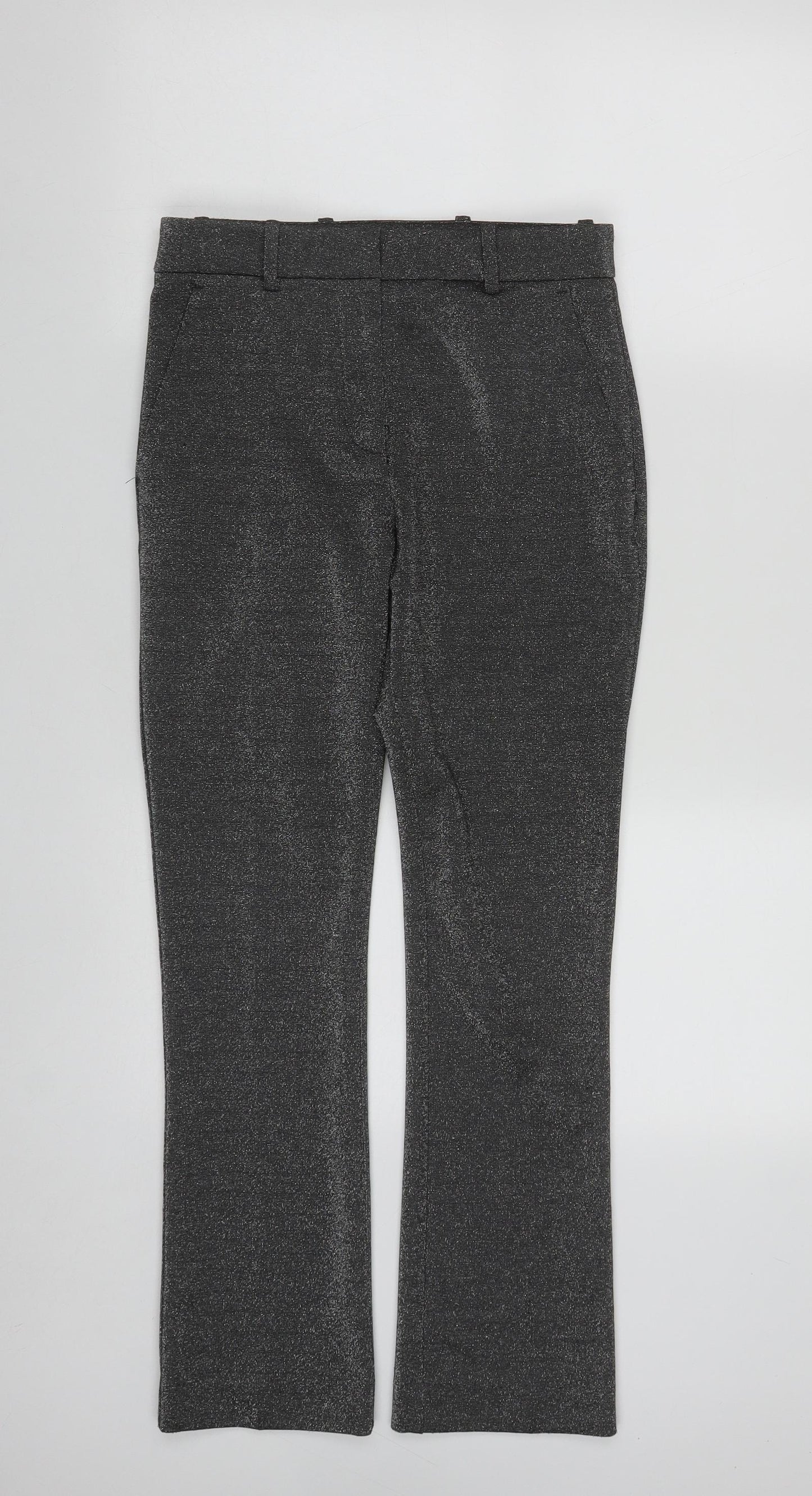 H&M Womens Silver  Polyester Sweatpants Trousers Size 6 L27 in Regular Zip