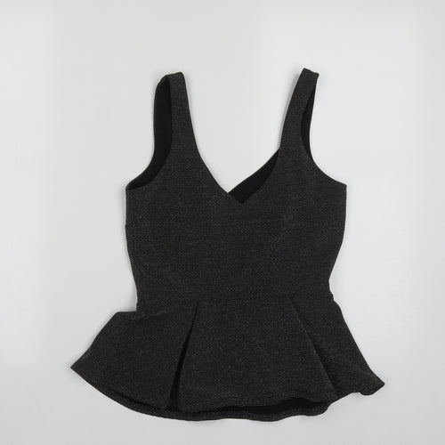 River Island Womens Black  Polyester Basic Tank Size 8 V-Neck