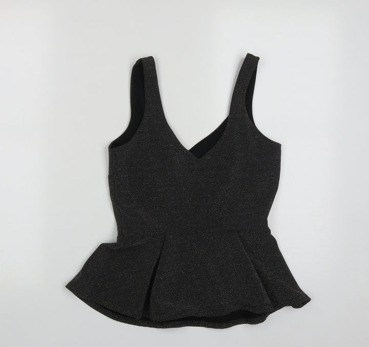 River Island Womens Black  Polyester Basic Tank Size 8 V-Neck