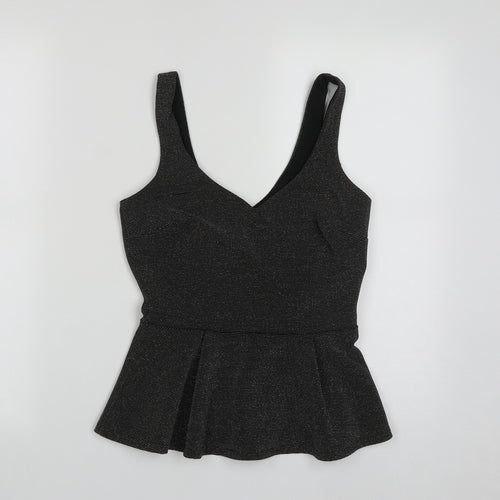 River Island Womens Black  Polyester Basic Tank Size 8 V-Neck