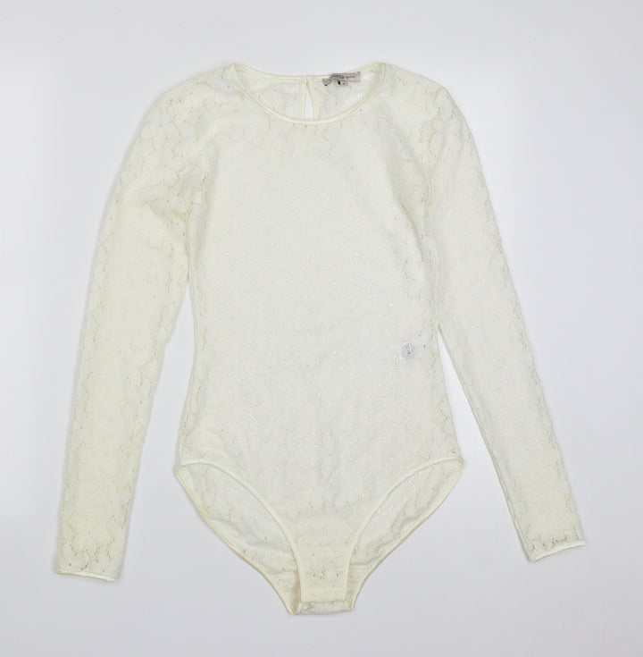 Marks and Spencer Womens White Polyamide Bodysuit One-Piece Size 6 Snap