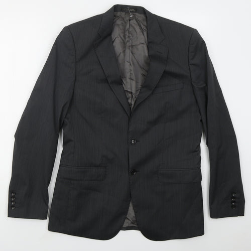 Zara Mens Grey Striped Wool Jacket Suit Jacket Size 40