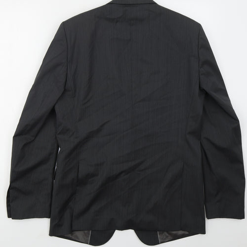 Zara Mens Grey Striped Wool Jacket Suit Jacket Size 40