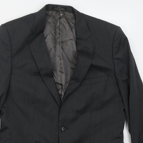 Zara Mens Grey Striped Wool Jacket Suit Jacket Size 40