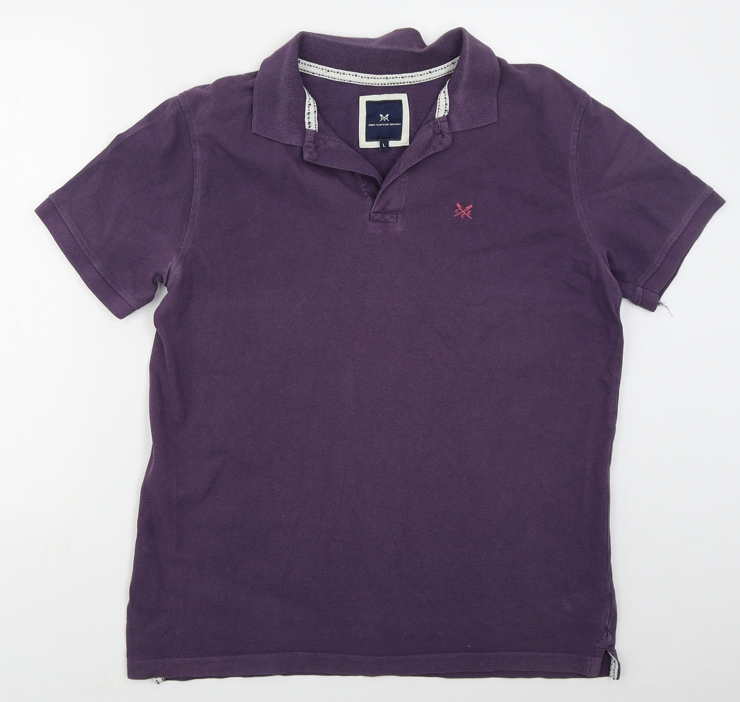Crew Clothing Mens Purple  Cotton  Polo Size L Collared Pullover