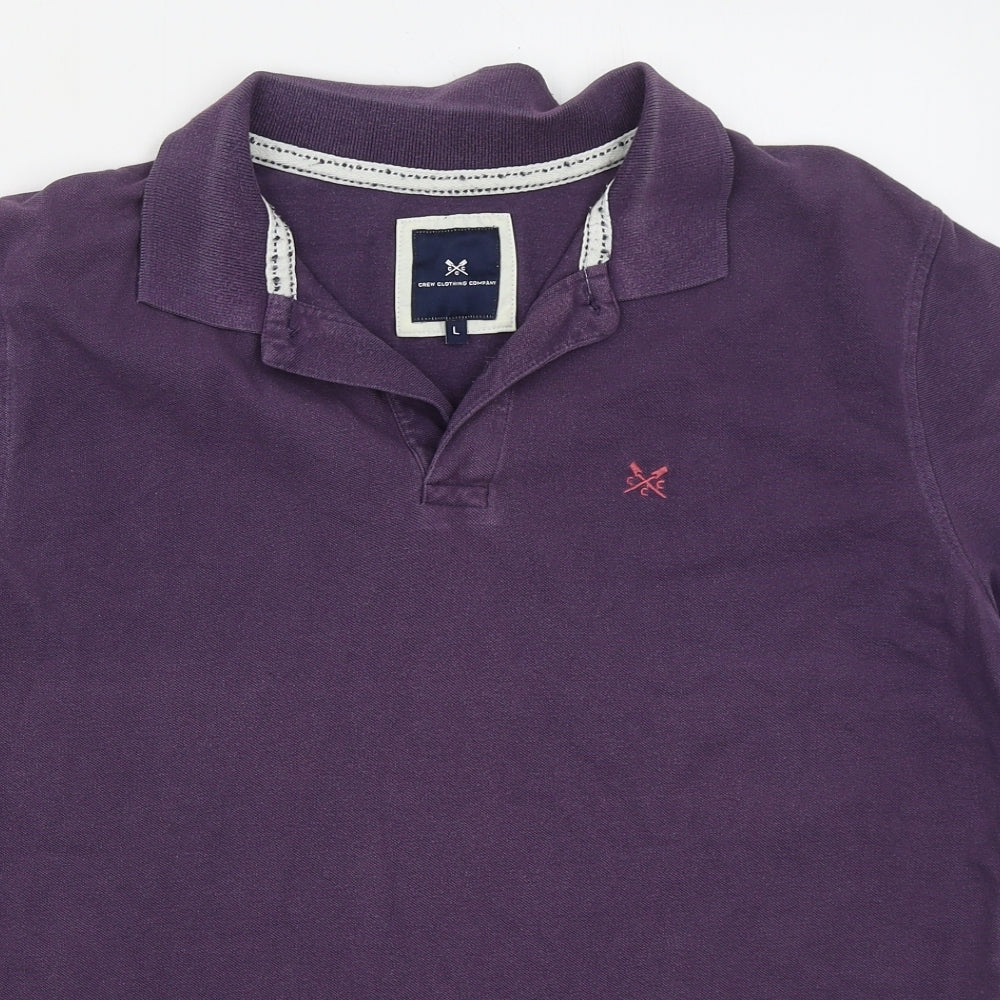 Crew Clothing Mens Purple  Cotton  Polo Size L Collared Pullover