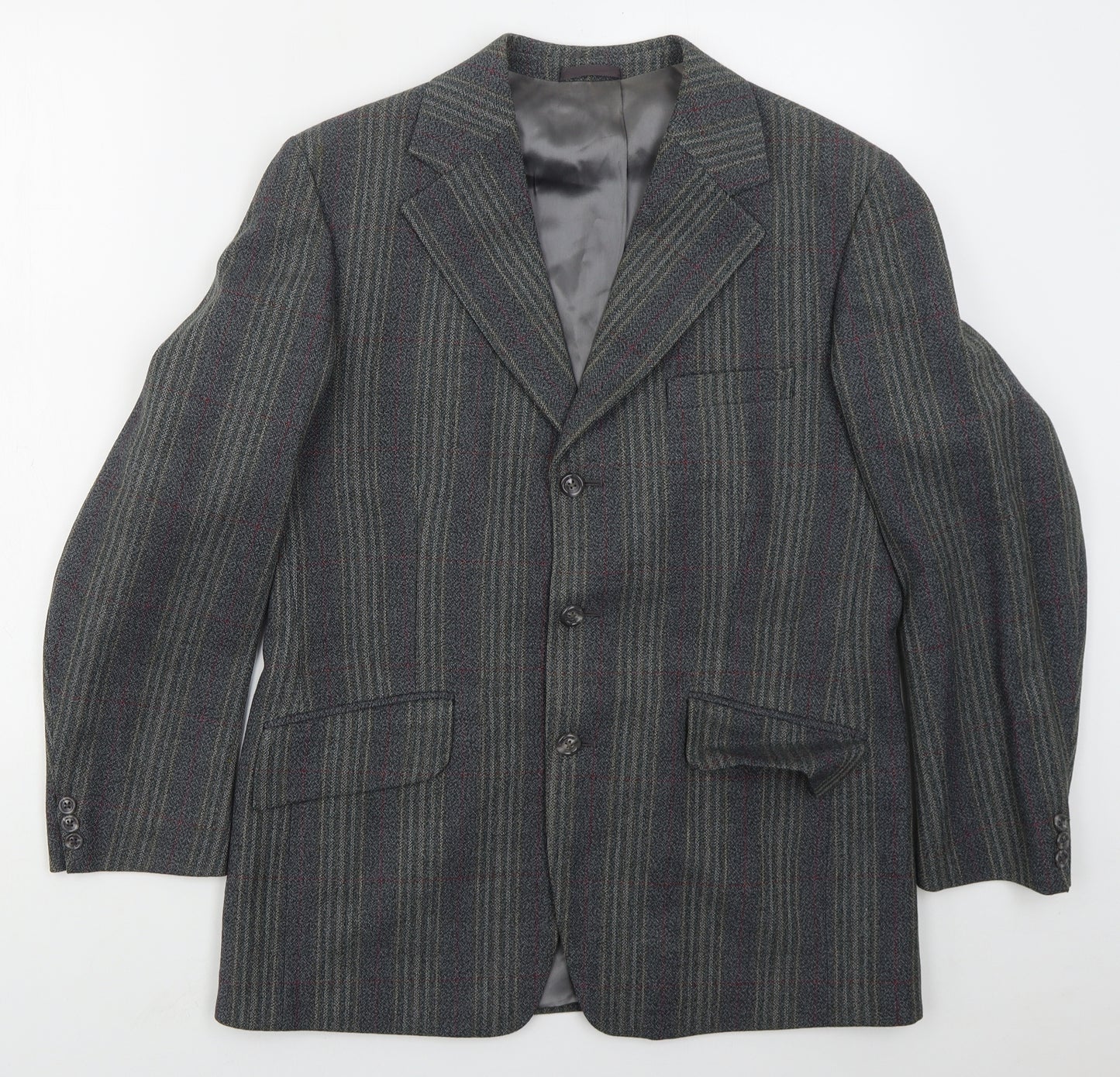 Vanderbilt Mens Grey Striped Wool Jacket Suit Jacket Size 38