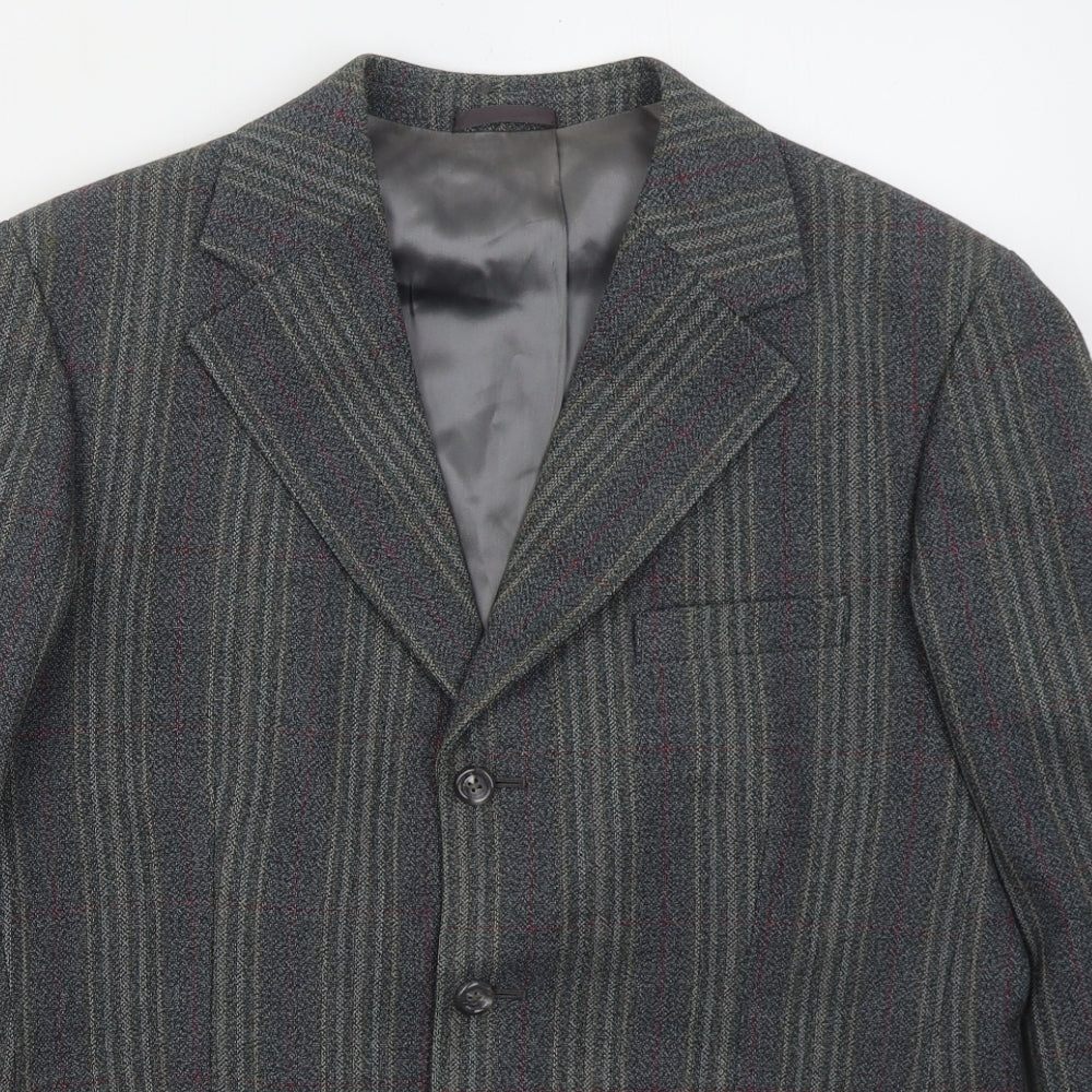 Vanderbilt Mens Grey Striped Wool Jacket Suit Jacket Size 38