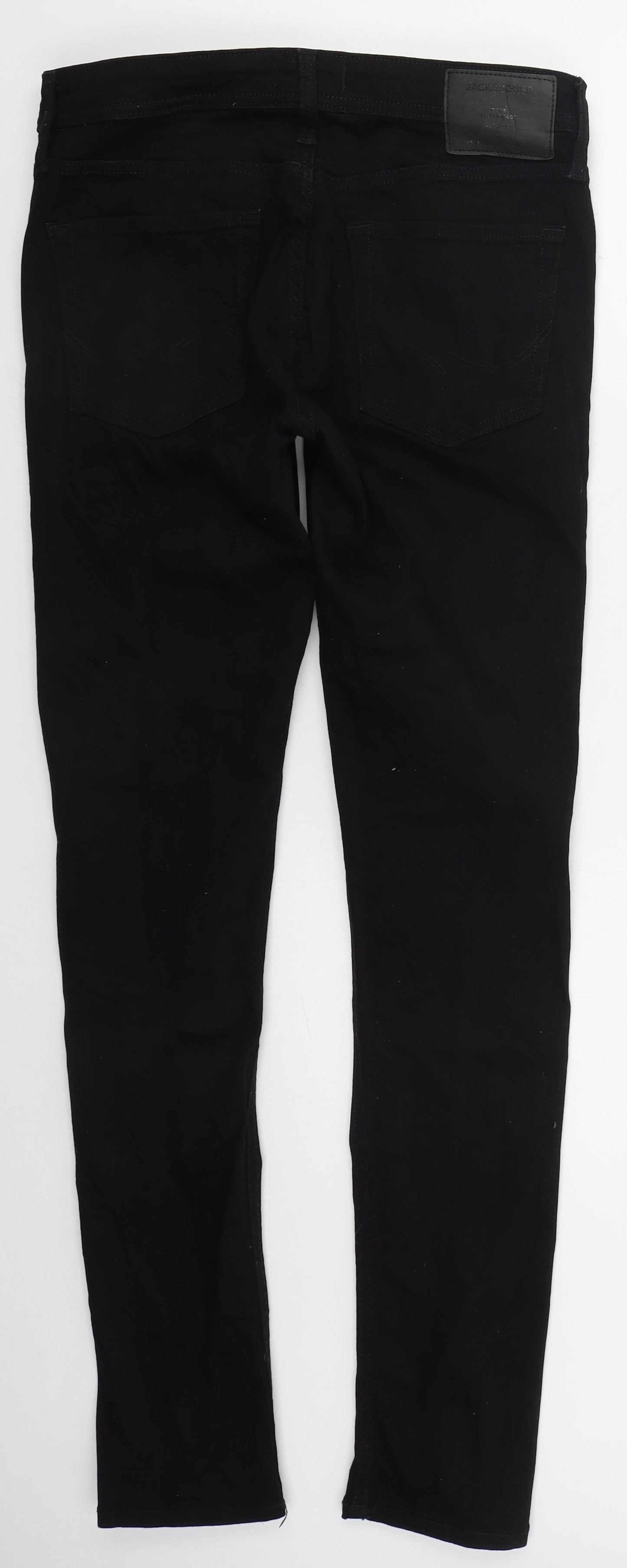 JACK & JONES Mens Black  Cotton Skinny Jeans Size 32 L32 in Regular Button