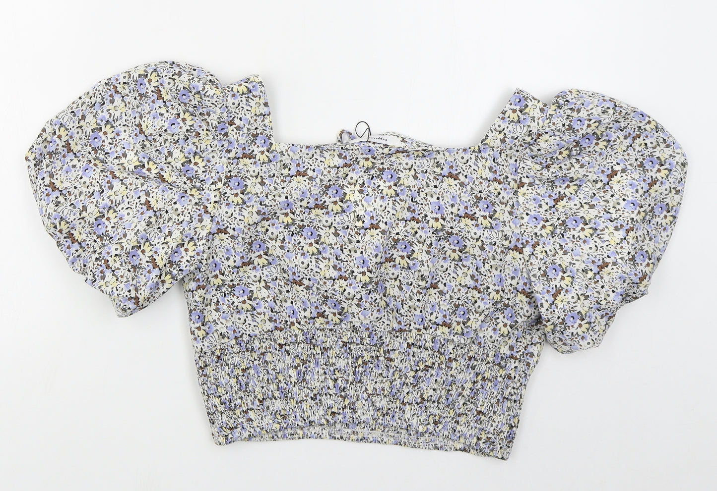 Copperose Womens Blue Floral Polyester Basic Blouse Size M Square Neck