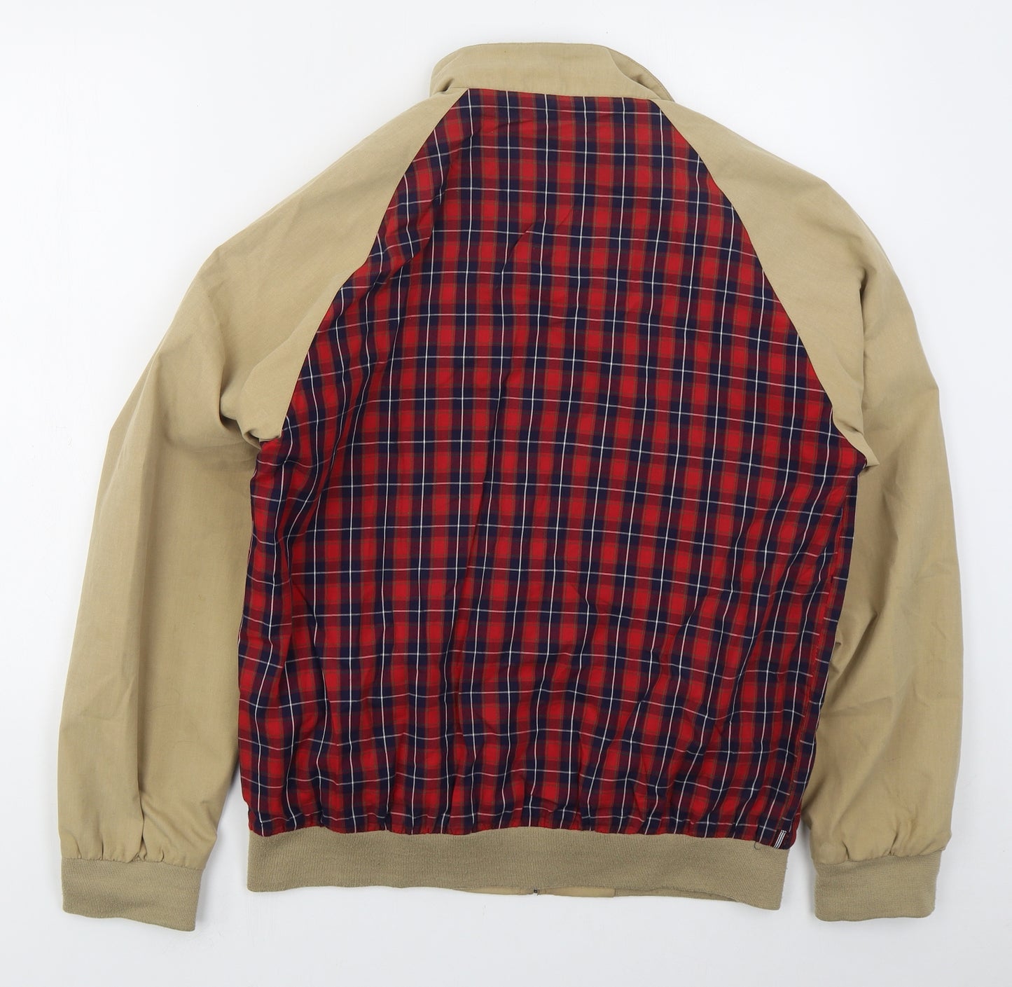 Tailored Saint Mens Beige Check  Jacket  Size L  Zip - Red