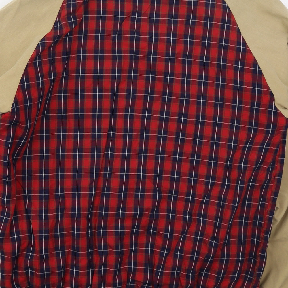 Tailored Saint Mens Beige Check  Jacket  Size L  Zip - Red