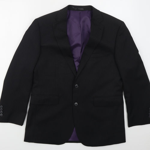 Taylor & Wright Mens Grey Striped Polyester Jacket Suit Jacket Size 40