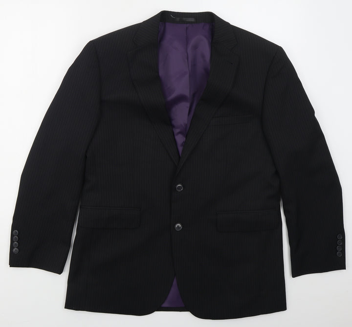 Taylor & Wright Mens Grey Striped Polyester Jacket Suit Jacket Size 40