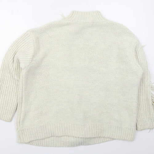 Marks and Spencer Womens Beige Mock Neck  Acrylic Pullover Jumper Size L
