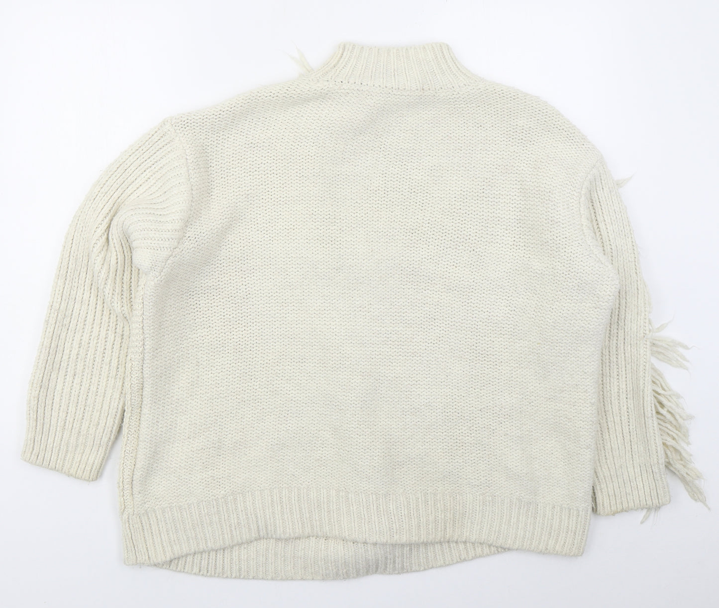 Marks and Spencer Womens Beige Mock Neck  Acrylic Pullover Jumper Size L