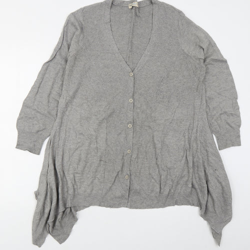 Marks and Spencer Womens Grey V-Neck  Viscose Cardigan Jumper Size 20