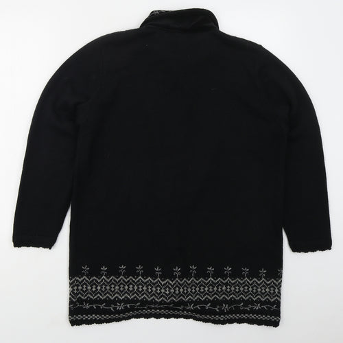 South Lodge Womens Black Collared  Acrylic Cardigan Jumper Size S