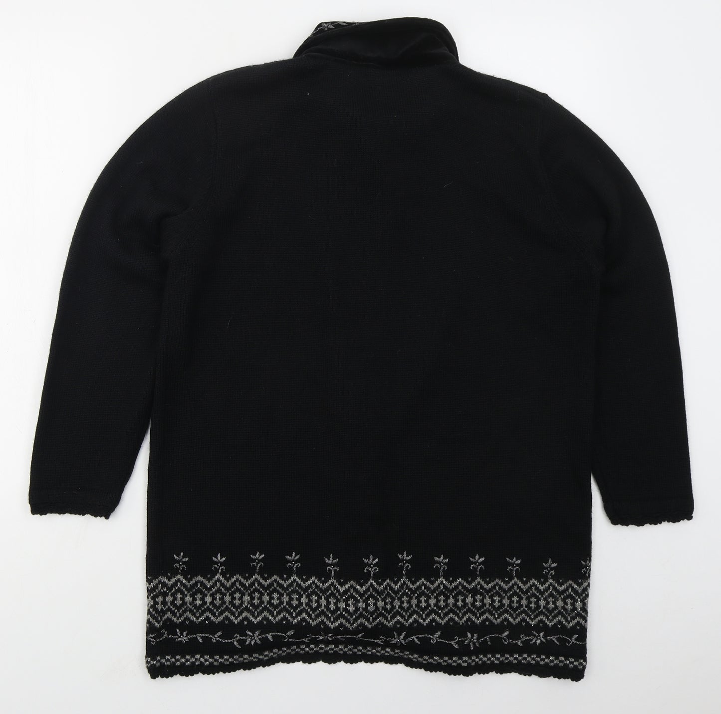 South Lodge Womens Black Collared  Acrylic Cardigan Jumper Size S