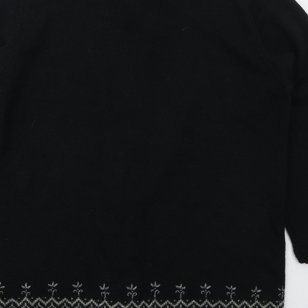 South Lodge Womens Black Collared  Acrylic Cardigan Jumper Size S