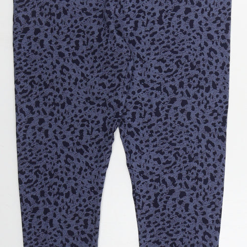 Preworn Womens Blue Animal Print Cotton Cropped Leggings Size 30 in L21.5 in