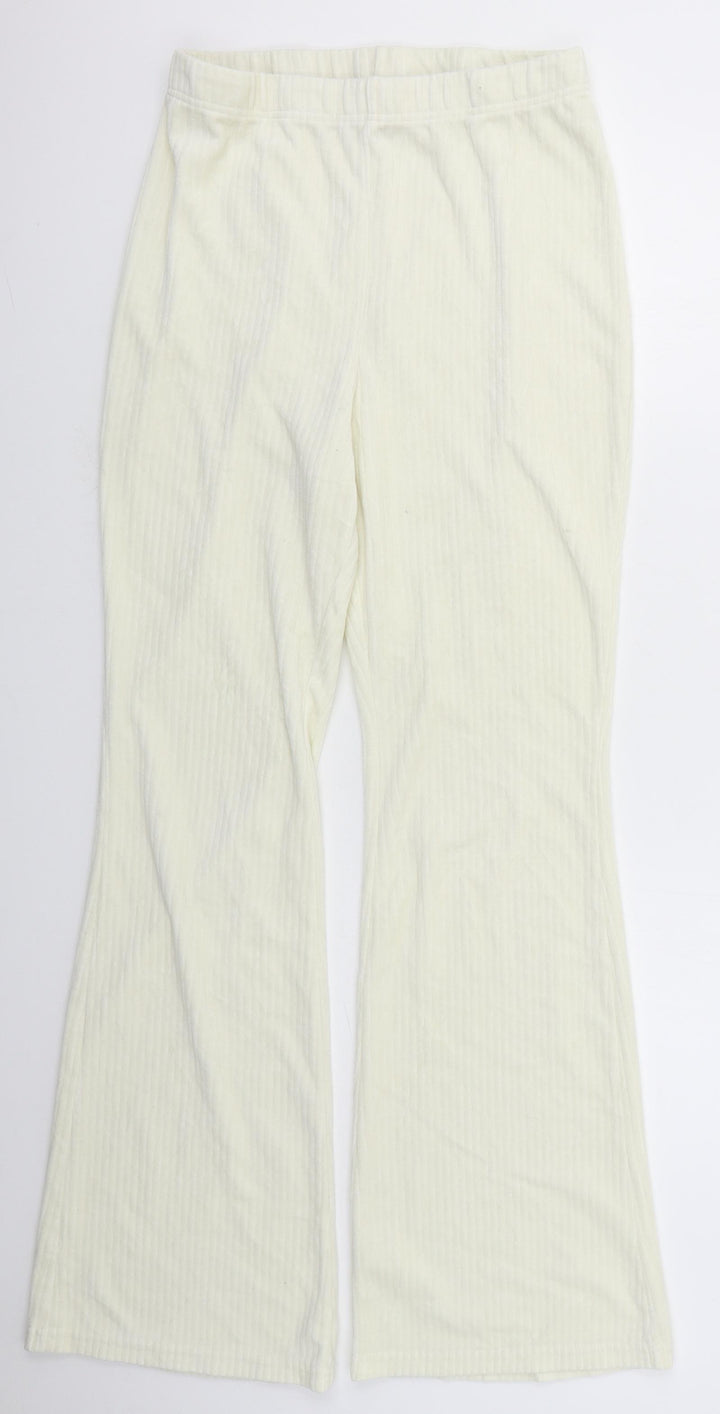 H&M Womens Ivory  Cotton Trousers  Size M L30 in Regular