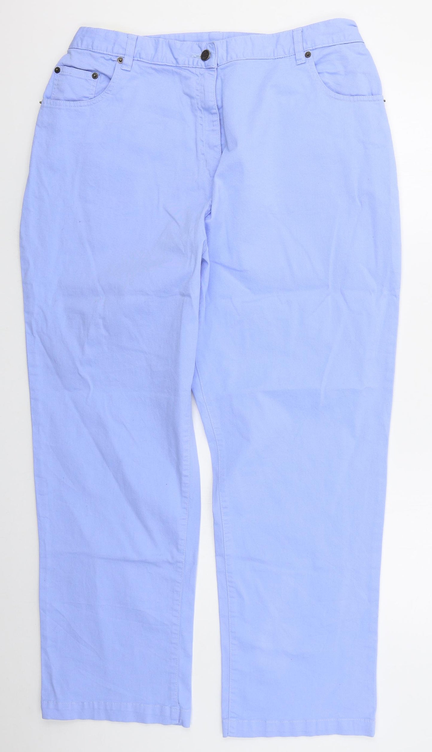 Amalina Womens Blue  Cotton Trousers  Size 20 L29 in Regular Button