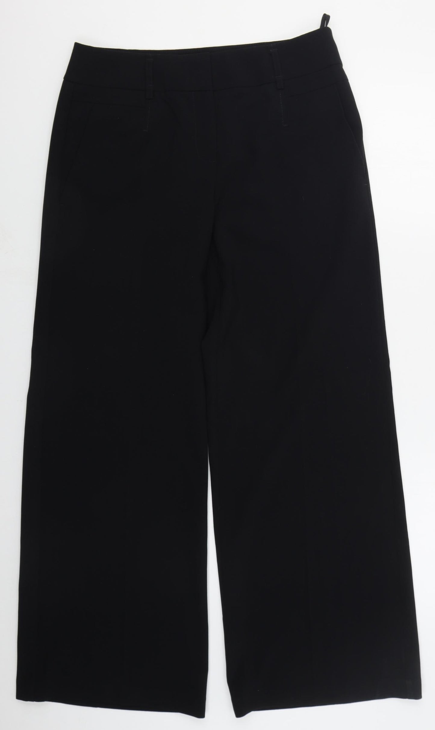 Marks and Spencer Womens Black  Polyester Trousers  Size 12 L30 in Regular Hook & Eye