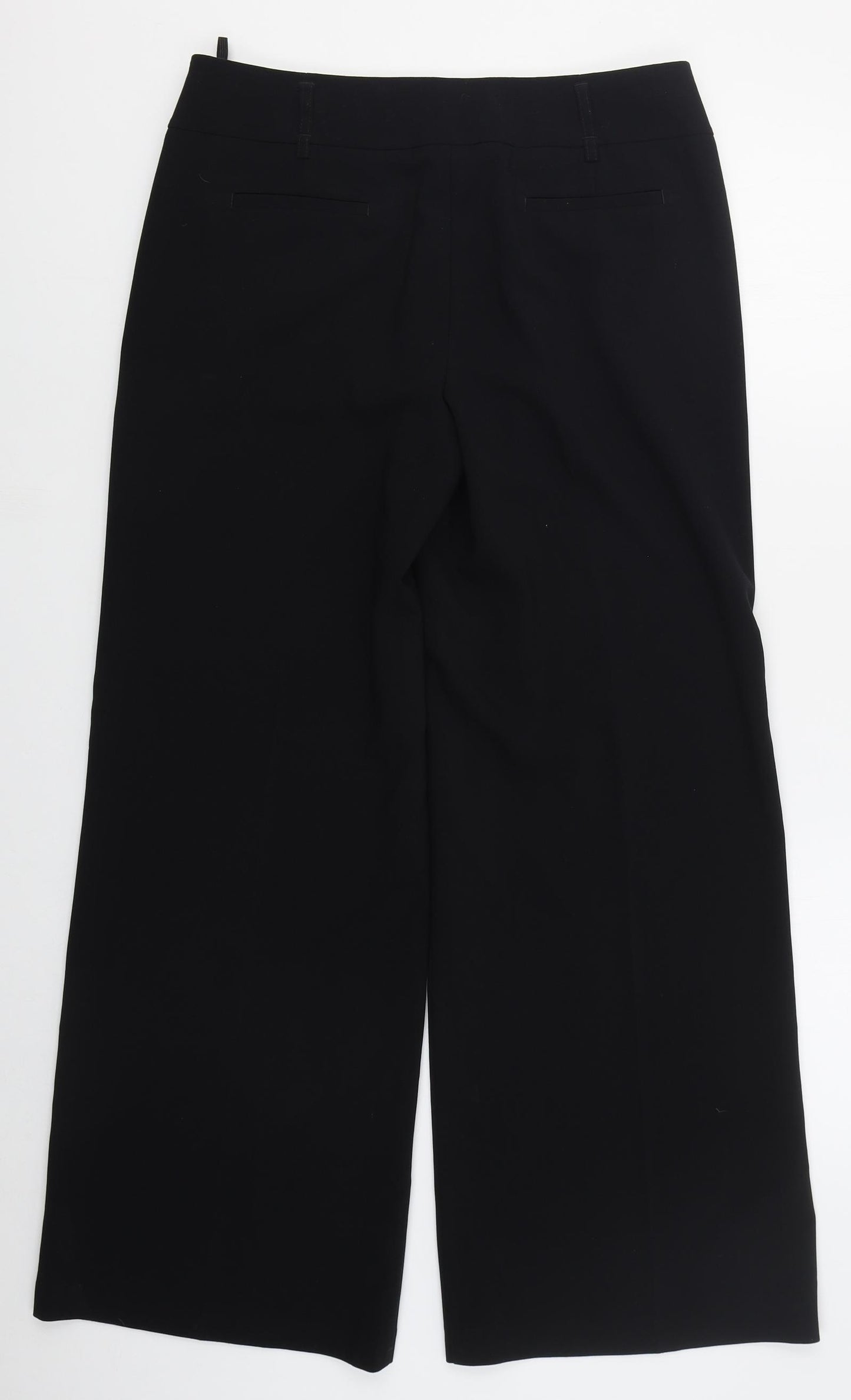 Marks and Spencer Womens Black  Polyester Trousers  Size 12 L30 in Regular Hook & Eye
