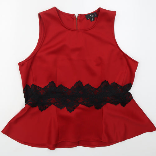 AX Paris Womens Red  Polyester Basic Tank Size 22 Round Neck