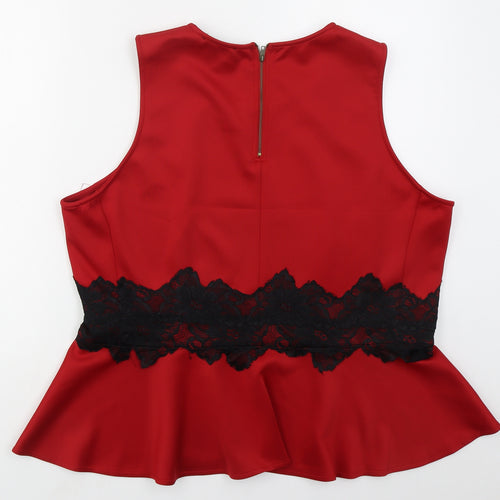 AX Paris Womens Red  Polyester Basic Tank Size 22 Round Neck